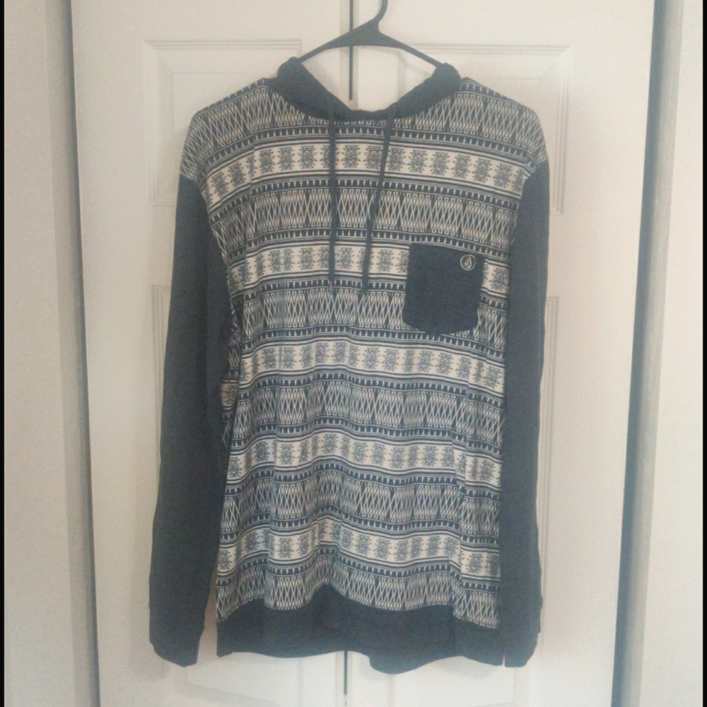 Volcom Navy Hooded Long Sleeve Large